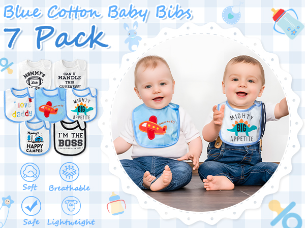 YA-Blue Baby Bibs 7P