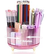 HUTUDD 360 Rotating Pen Pencil Holder for Desk, Pen Organizer with 5 Slots, Makeup Brush Holder, ...