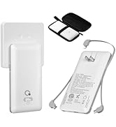Brand Q 10000mAh Portable Charger with Built-in Cables and AC Wall Plug, USB C Fast Charging Powe...