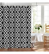 Biscaynebay Textured Fabric Shower Curtains for Bathroom 72" X 72", Black Morocco Pearl Printed L...