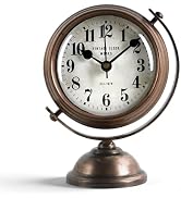 NIKKY HOME Vintage Bronze Small Table Clock, Silent Decorative Desk Clock | Non-Ticking Battery O...