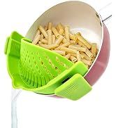YEVIOR Clip on Strainer for Pots Pan Pasta Strainer, Silicone Food Strainer Hands-Free Pan Strain...