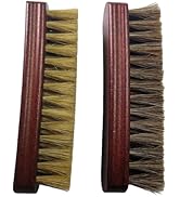 Ponward 2 Pcs Shoe Cleaning Brush Set with Horsehair and Boar Bristles, Wooden Sneaker Cleaner Br...