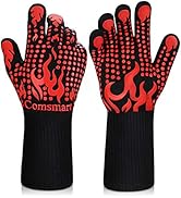 Comsmart BBQ Gloves, 1472 Degree F Heat Resistant Grilling Gloves Silicone Non-Slip Oven Gloves L...