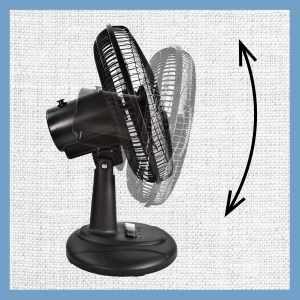 Comfort Zone table fan has vertical tilt adjustment capabilities