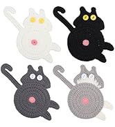 beinkmake 4Pcs Cute Cat Coasters Drink Coaster Cat Gifts for Cat Lovers Knitted Coasters Woven Cu...