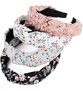 DRESHOW Headbands for Women and Girls Flower Printed Knotted Plastic Head Band Fashion Boho Wide ...