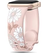 Witzon Floral Silicone Band Compatible with Apple Watch Bands for Women 40mm 41mm 42mm 38mm 44mm ...