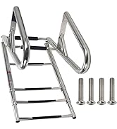 Amarine made Dock Ladder Marine Pontoon Boat Heavy Duty 6 Step Telescoping Rear Entry Ladder-4067S