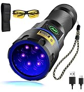 DARKBEAM UV Flashlight 365nm Black Light, 6xLED Rechargeable Powerful Blacklight 60W Woods lamp, ...