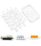 Aenfaiy 1 Pack Woven Design Self Draining Clear Soap Dish for Bathroom Sink, Double-Layer Shower ...