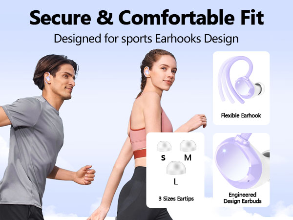 Airpod Earbud Echo In-Ear Small Phones Hooks Workout Ears Sports Pink