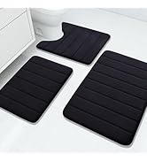 Buganda Memory Foam 3 Pieces Bathroom Rugs Set - Thick Soft Absorbent Non-Slip Bath Mats, Washabl...