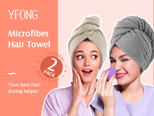 Microfiber Hair Towel Wrap Women Absorbent Quick Dry Hair Turban Wet Hair, Curly, Long, Thick