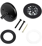 Matte Black Trip Lever Tub Trim Kit Set with Trip Lever Overflow Face Plate, No Putty Gasket,Trip...