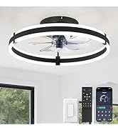 ZMISHIBO Ceiling Fans with Lights and Remote, 19.7'' Low Profile Ceiling Fans, 3000-6000K Dimmabl...