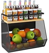 Magnetic Shelf for Fridge with Wide & Thick Magnet, 1 Pack Refrigerator Organizer Basket with Bam...