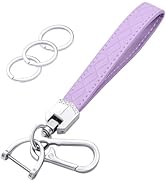 OHKYOOT Leather Wristlet Keychain,Car Key Chain Wrist Keychain with 3 Key Ring and Anti-Lost D Ri...