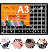 Density-upgraded 18"x12" Self Healing Cutting Mat, Idemeet Rotary Sewing Mat for Crafts, 5-Ply Bl...