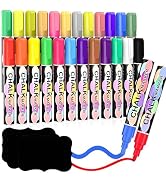 Liquid Chalk Markers for Blackboard, 24 colors Erasable Chalk Markers Pen for Windows, Glass, Cha...