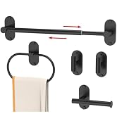 MIROAMZ 5-Piece Bathroom Hardware Accessories Set, Self-Adhesive & Wall Mounted SUS304 Stainless ...