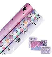Mermaid Wrapping Paper Rolls - 3 Rolls 17” x 120” Mermaid Birthday Wrapping Paper Rolls Pink Merm...