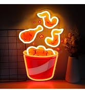 Fried Chicken Neon Sign, Chicken Led Light USB Powered Dimmable LED Sign for Street Food Neon Lig...