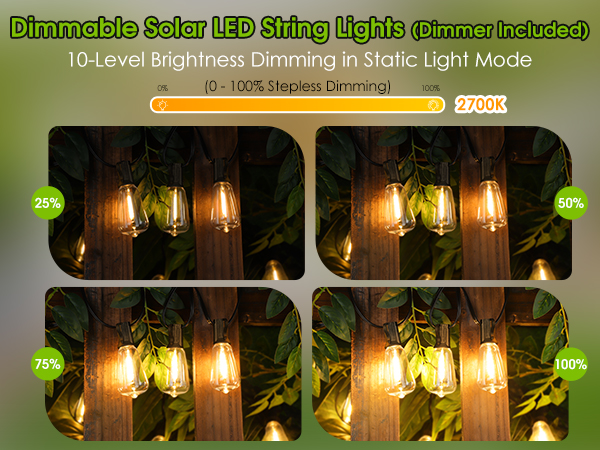 dimmable solar string lights