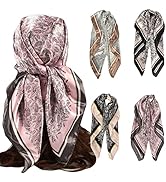 upeilxd 4Pcs Silk Head Scarves for Women Satin Hair Scarf 35”Large Square Bandana Silk Like Neck ...