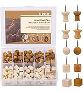 TLKKUE 140 Pieces Push Pins, 5 Style Wood Push Pins Decorative Thumb Tacks for Cork Board Photos ...