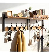 ZOCONE 29" Wood Coat Rack Wall Mount with Shelf, Separable Coat and Key Holder Wall Mount, Entryw...