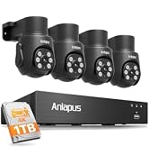 Anlapus 4K 8CH Wired Security Camera System Outdoor, 4 x 8MP IP66 Pan Tilt CCTV Cameras for Home ...