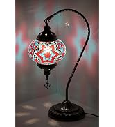 GOGERS Swan Neck Turkish Moroccan Lamp Handmade Stained Mosaic Glass Vintage Lamp Shade Bohemian ...