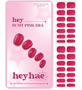 Heyhae Semi Cured Gel Nail Strips | No LED Lamp Needed | Pink, Solid | Easy Apply & Remove, Salon...