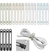 20-Pack Cable Ties Silicone, Kanemc Reusable Cord Ties Wire Organizers Cord Wraps Electrical Cabl...