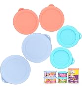 2.5''(2 Packs) + 3.0''(2 Packs) + 3.5''(2 PCs) Silicone Cat Food Can Lids, Pet Canned Food Can Co...