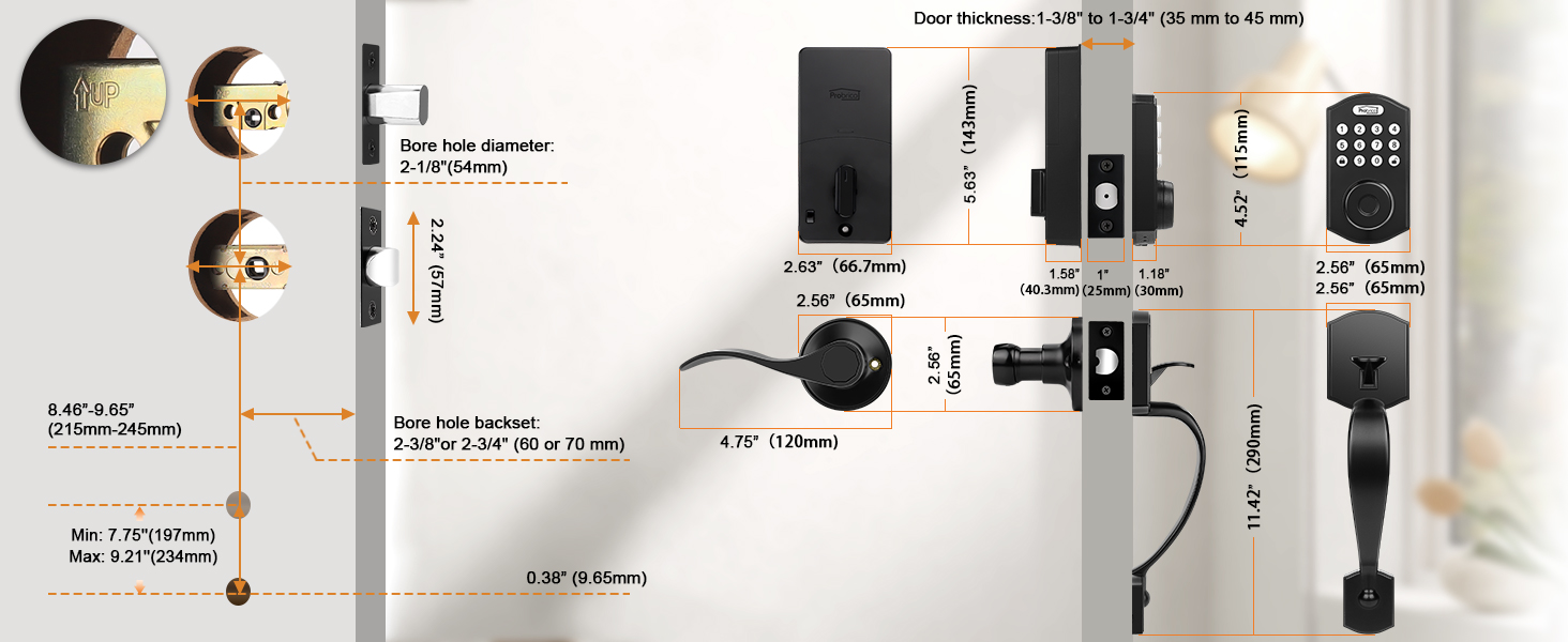 keypad door lock with handle