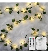 suddus Vine with Fairy Lights Battery Operated, 33ft100 LED Pothos String Lights with Remote, Lea...