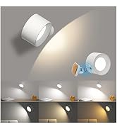 AKSDA LED Reading Light, Rechargeable Battery Operated Wall Sconce with 360-Degree Rotation Magne...