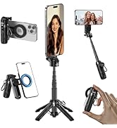 Multifunctional Phone Tripod for Magsafe,Pocket Size Mini Magnetic Selfie Stick with Rechargeable...