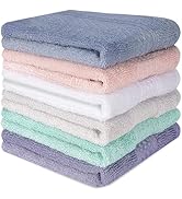 INFICRIME 6 Pack 100% Cotton Wash Cloth, 13x13 Inch Highly Absorbent and Soft Feel Fingertip Towe...