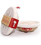 KneadAce Cotton Rope Banneton Bread Proofing Basket Set, 2 x Round Bread Basket with Liners & Cov...