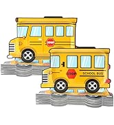 50 Count School Bus Party Plates Back to School Birthday Party Disposable Plates Yellow School Bu...