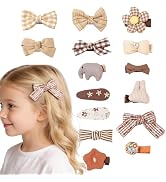BAISEN Baby Girl Hair Clips & Bows - 15 Pack Fully Lined Non Slip Barrettes for Fine Hair | Handm...