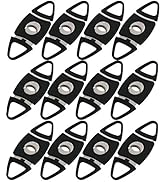 Mantello Black Plastic Guillotine Cigar Cutter - Set of 12 Stainless Steel Double Cutting Blade C...