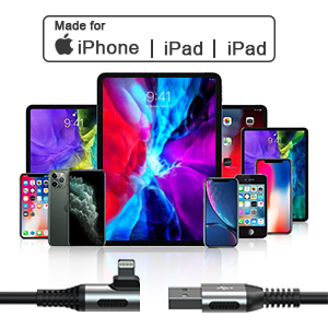 90 Degree Coiled Lightning Cable