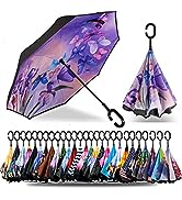 SIEPASA Inverted Reverse Upside Down Umbrella with C-Shaped Handle, Anti-UV Waterproof Windproof ...