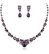 EVER FAITH Rhinestone Crystal Elegant Bridal Floral Teardrop Necklace Earrings Set