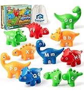 Coogam Matching Letters Fine Motor Toy, 26 PCS Double-Sided ABC Dinosaur Alphabet Match Game with...