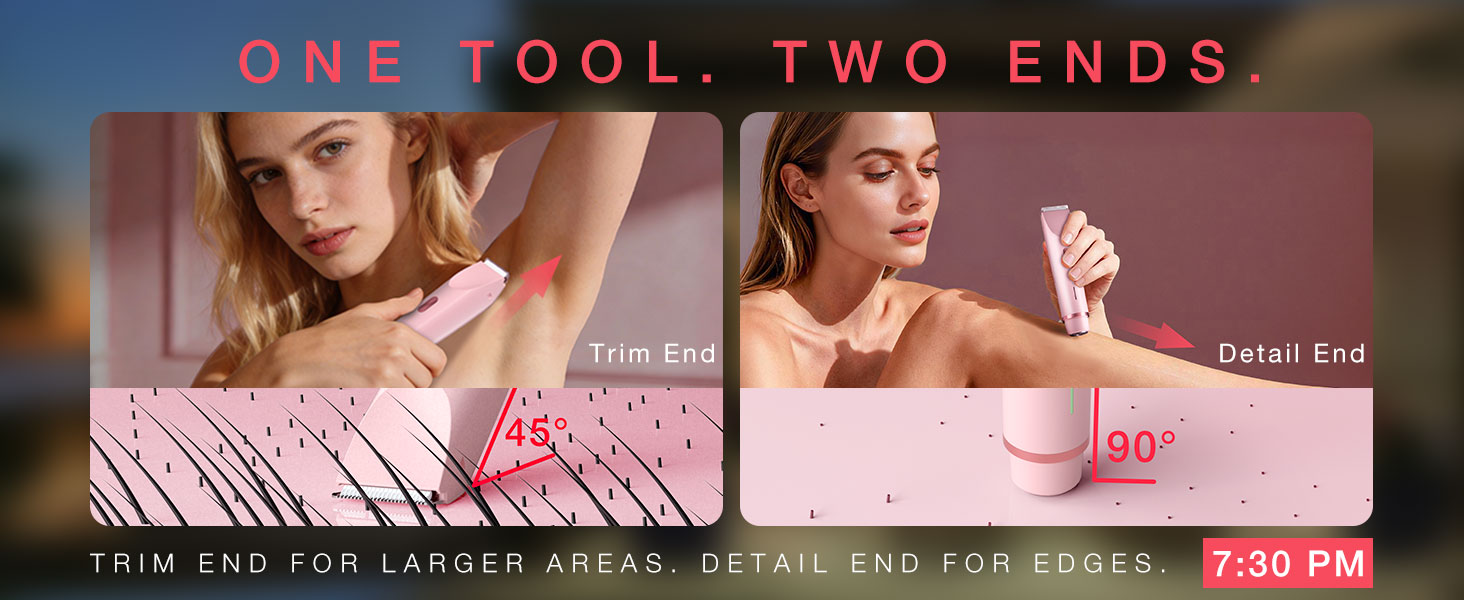 Bikini Trimmer for Women Dual Heads,Gentle Electric Razor Bikini Line,Underarms,Legs,Facial USB-C